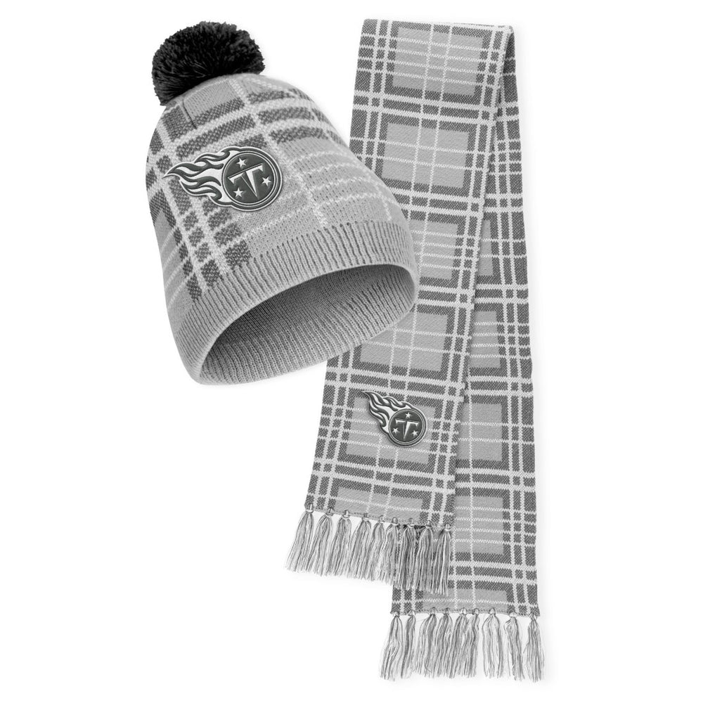 Tennessee Titans WEAR by Erin Andrews Women's Plaid Knit Hat with Pom & Scarf Set discount