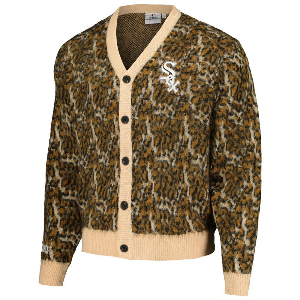 Chicago White Sox PLEASURES Cheetah Cardigan Button-Up Sweater Brown