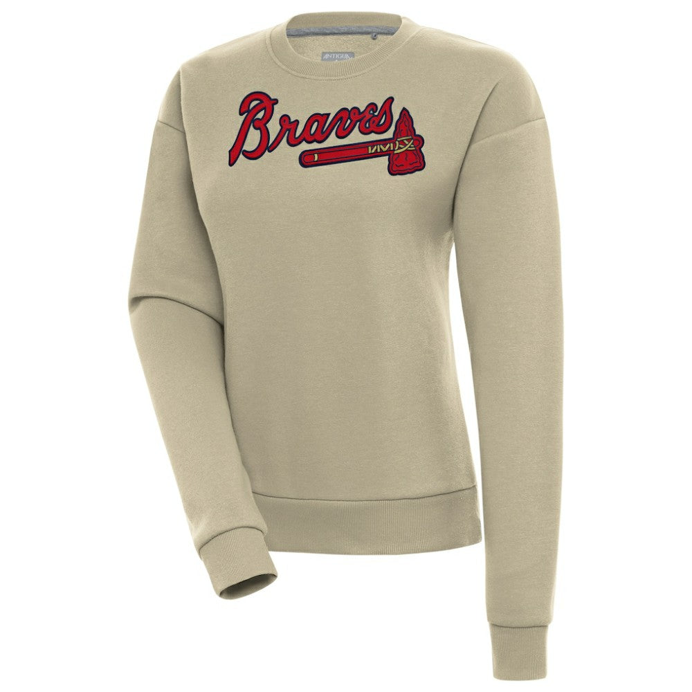 Atlanta Braves Antigua Women's Victory Pullover Sweatshirt Khaki