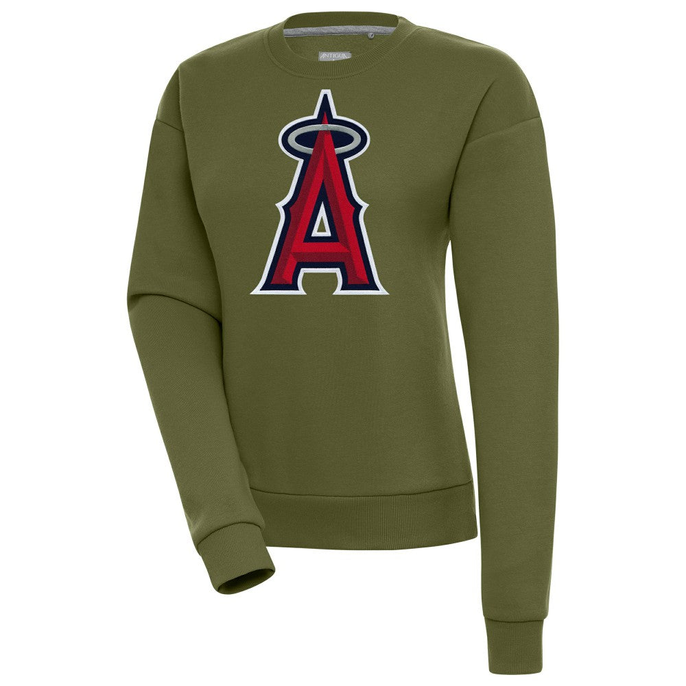 Los Angeles Angels Antigua Women's Victory Pullover Sweatshirt Olive