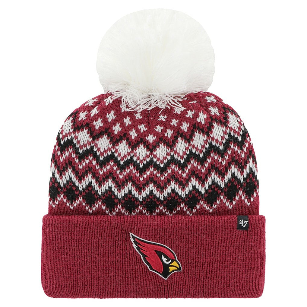 Arizona Cardinals '47 Women's Elsa Cuffed Knit Hat with Pom - Cardinal for sale