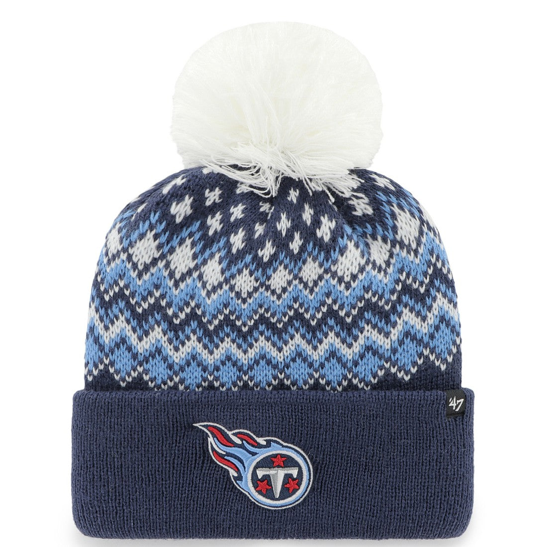 Tennessee Titans '47 Women's Elsa Cuffed Knit Hat with Pom - Navy cheap