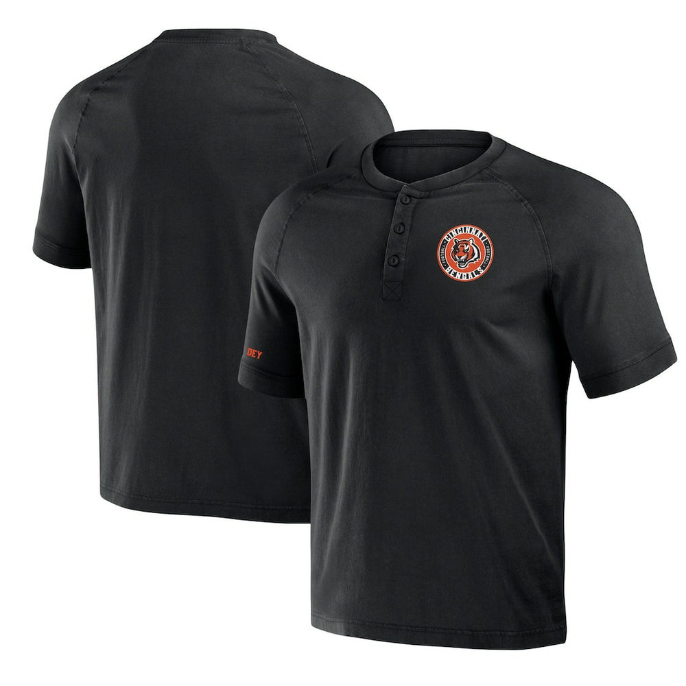 Cincinnati Bengals NFL x Darius Rucker Collection Washed Raglan Henley T-Shirt - Black cheap