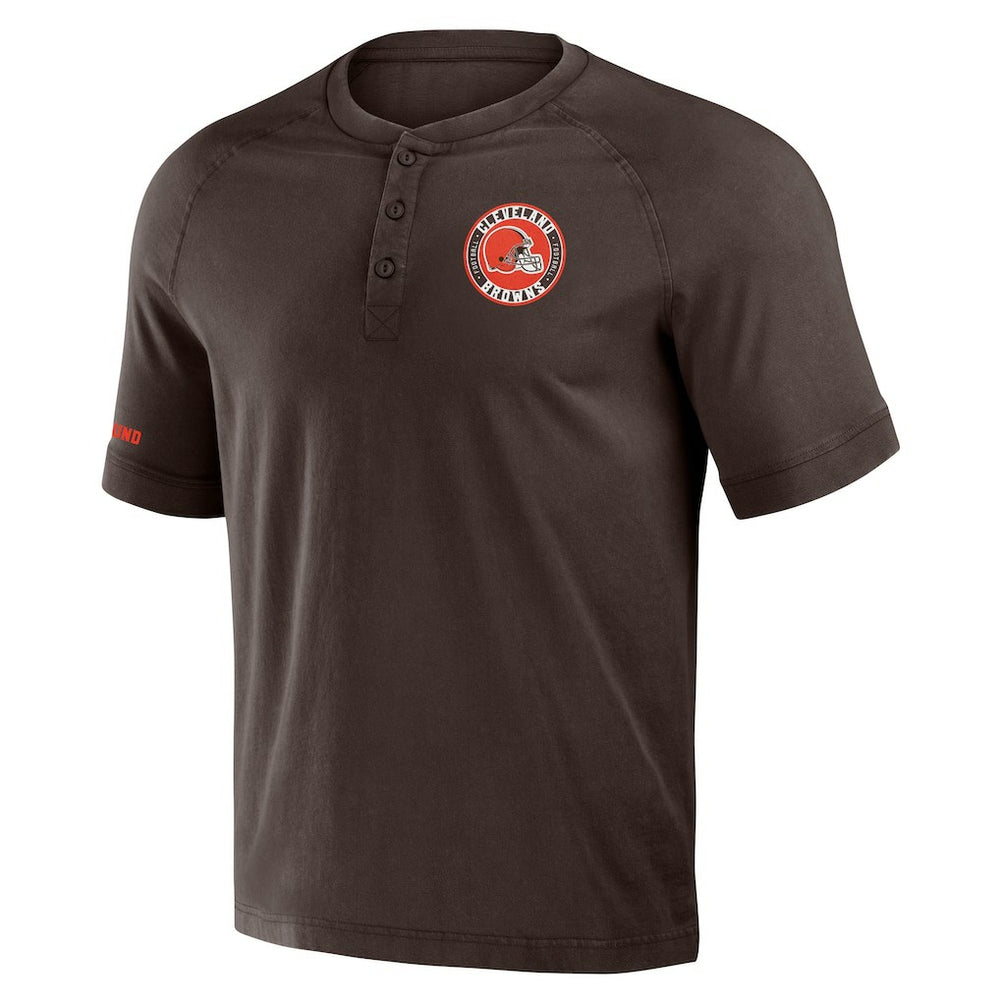 Cleveland Browns NFL x Darius Rucker Collection Washed Raglan Henley T-Shirt - Brown for sale