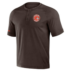 Cleveland Browns NFL x Darius Rucker Collection Washed Raglan Henley T-Shirt - Brown for sale