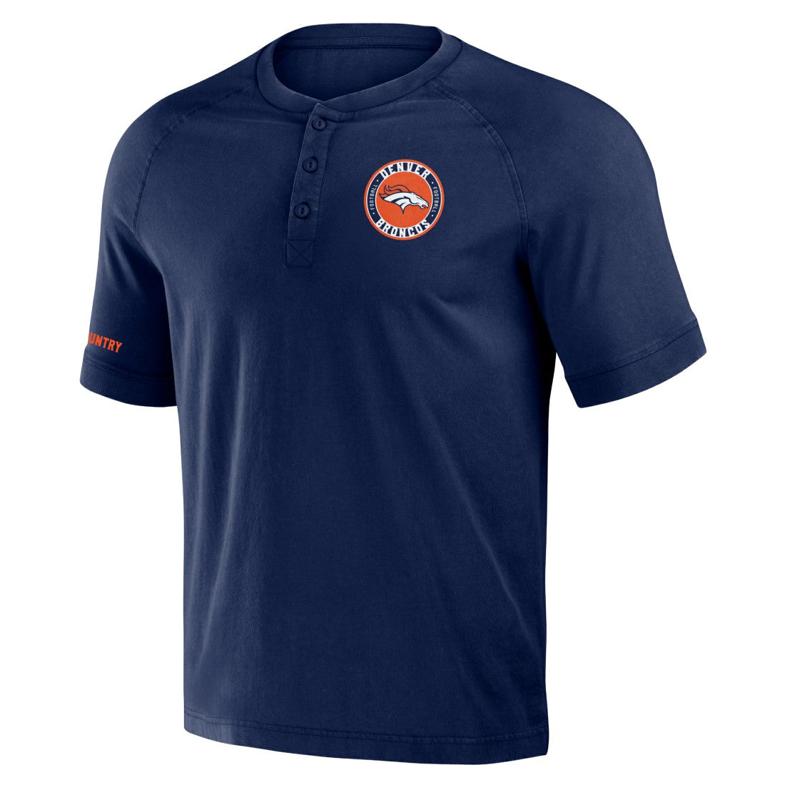 Denver Broncos NFL x Darius Rucker Collection Washed Raglan Henley T-Shirt - Navy for sale
