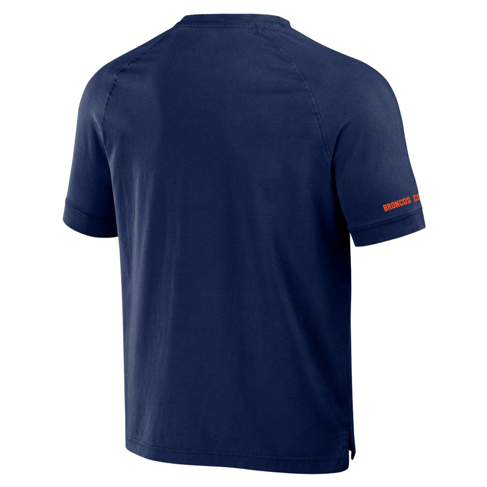 Denver Broncos NFL x Darius Rucker Collection Washed Raglan Henley T-Shirt - Navy for sale