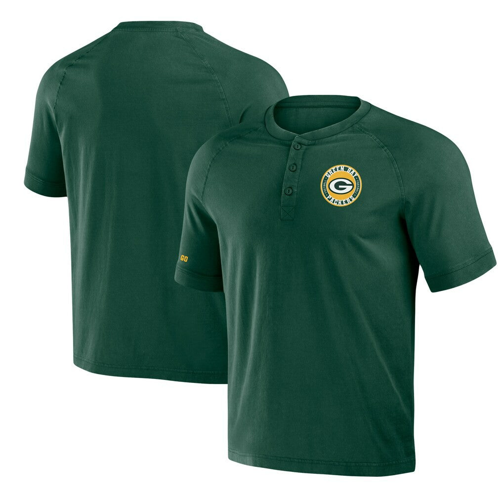 Green Bay Packers NFL x Darius Rucker Collection Washed Raglan Henley T-Shirt - Green discount