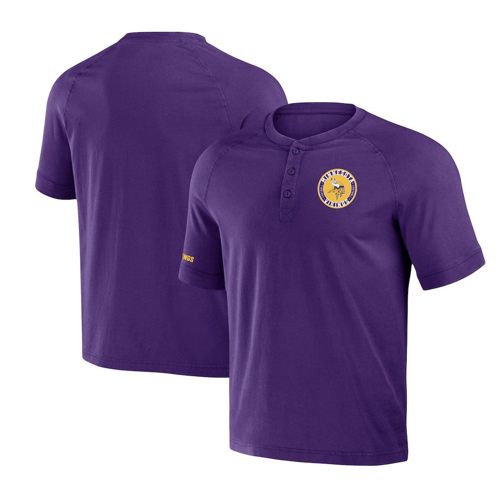 Minnesota Vikings NFL x Darius Rucker Collection Washed Raglan Henley T-Shirt - Purple for sale