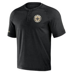 New Orleans Saints NFL x Darius Rucker Collection Washed Raglan Henley T-Shirt - Black for sale