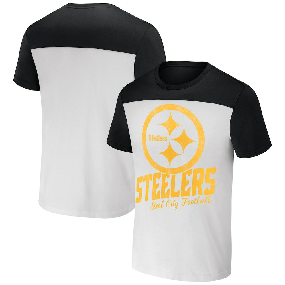 Pittsburgh Steelers NFL x Darius Rucker Collection Colorblocked T-Shirt - White/Black discount