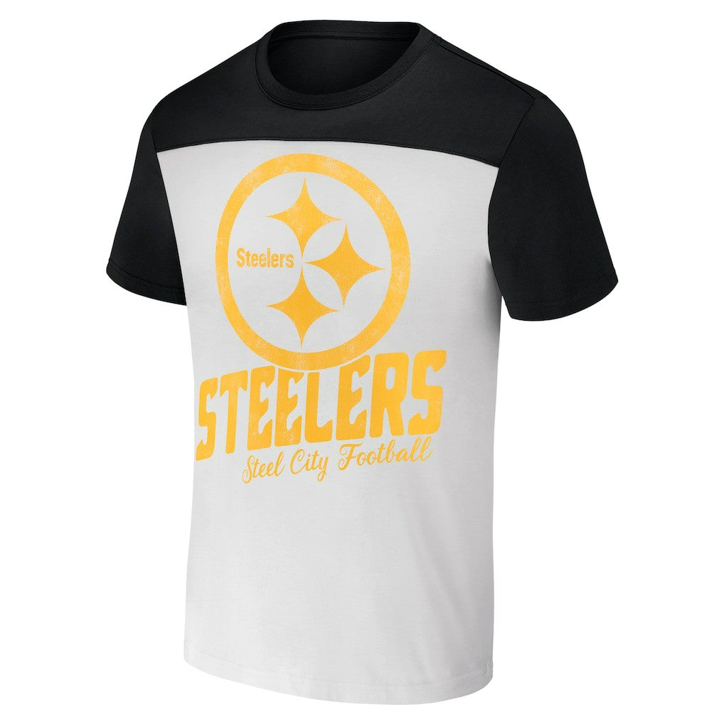 Pittsburgh Steelers NFL x Darius Rucker Collection Colorblocked T-Shirt - White/Black discount
