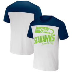 Seattle Seahawks NFL x Darius Rucker Collection Colorblocked T-Shirt - White/College Navy for sale