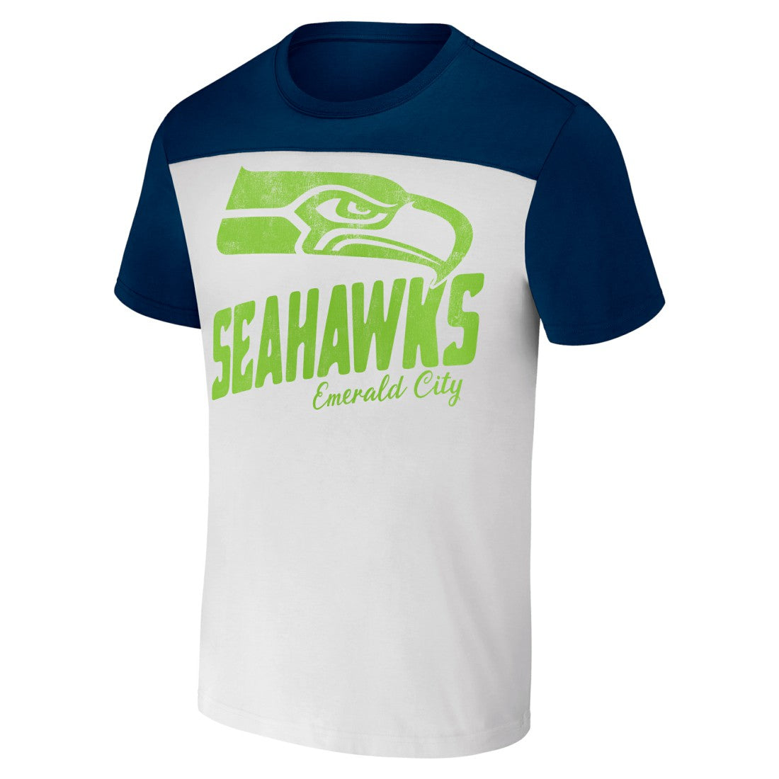 Seattle Seahawks NFL x Darius Rucker Collection Colorblocked T-Shirt - White/College Navy for sale