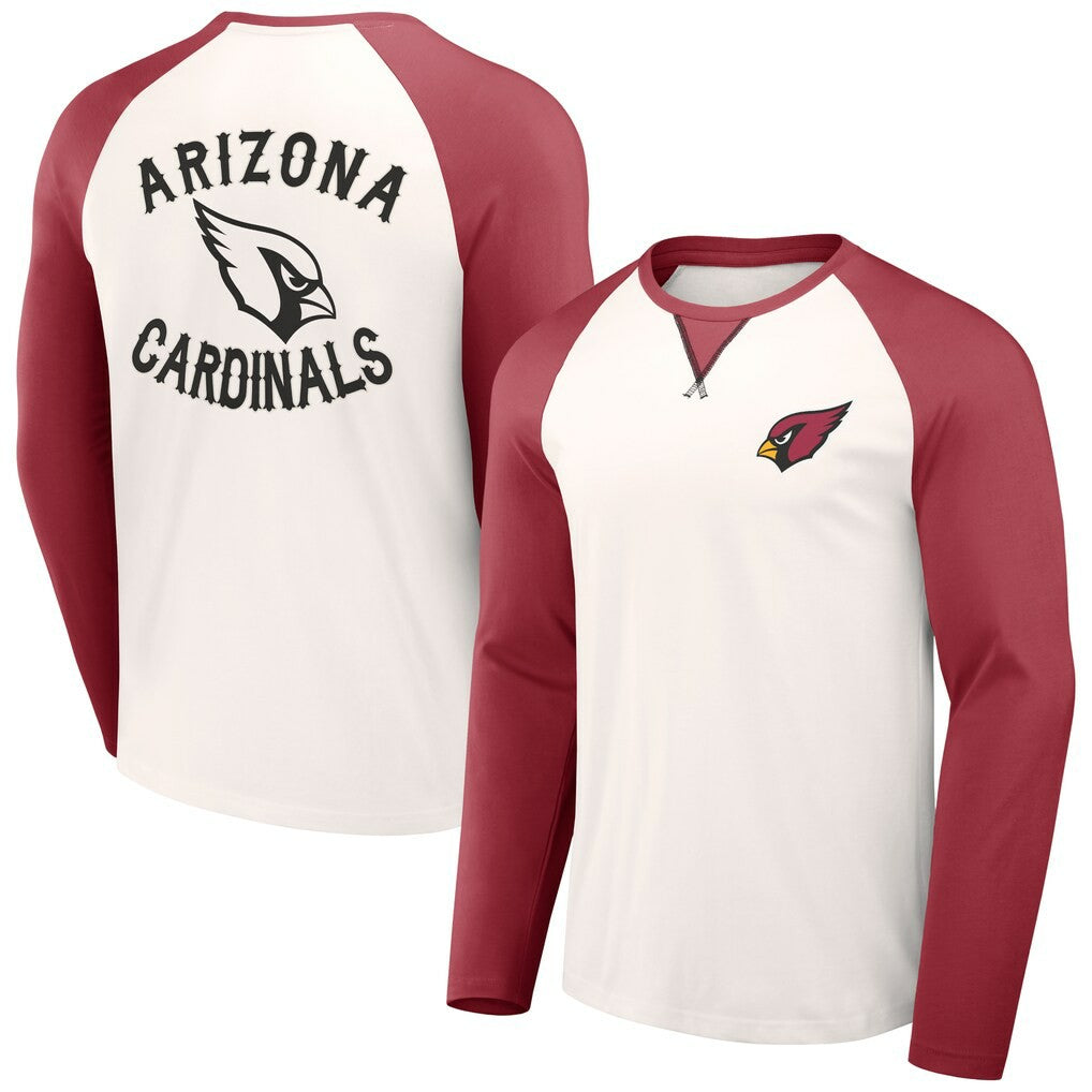 Arizona Cardinals NFL x Darius Rucker Collection Long Sleeve Raglan T-Shirt - Cream/Cardinal discount