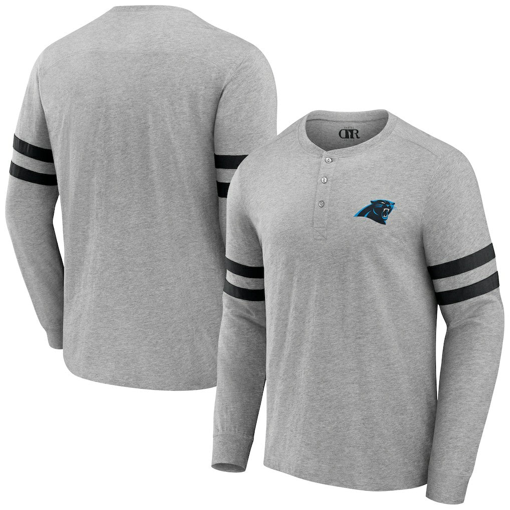 Carolina Panthers NFL x Darius Rucker Collection Henley Long Sleeve T-Shirt - Heather Gray on sale