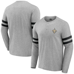 New Orleans Saints NFL x Darius Rucker Collection Henley Long Sleeve T-Shirt - Heather Gray for sale