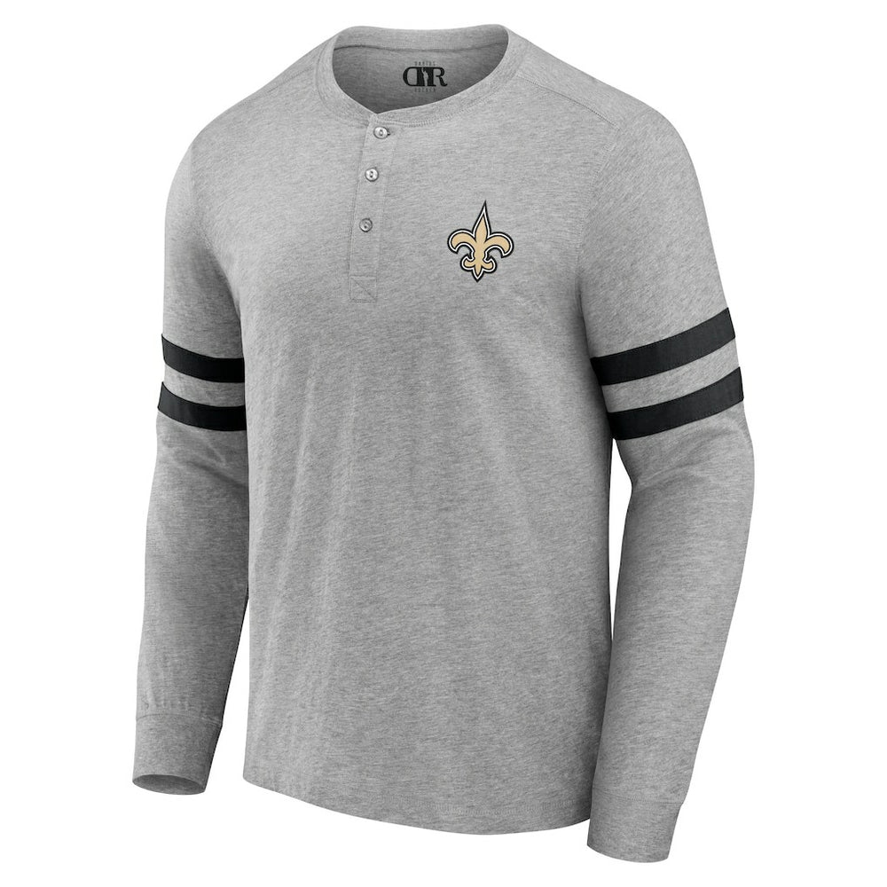 New Orleans Saints NFL x Darius Rucker Collection Henley Long Sleeve T-Shirt - Heather Gray for sale
