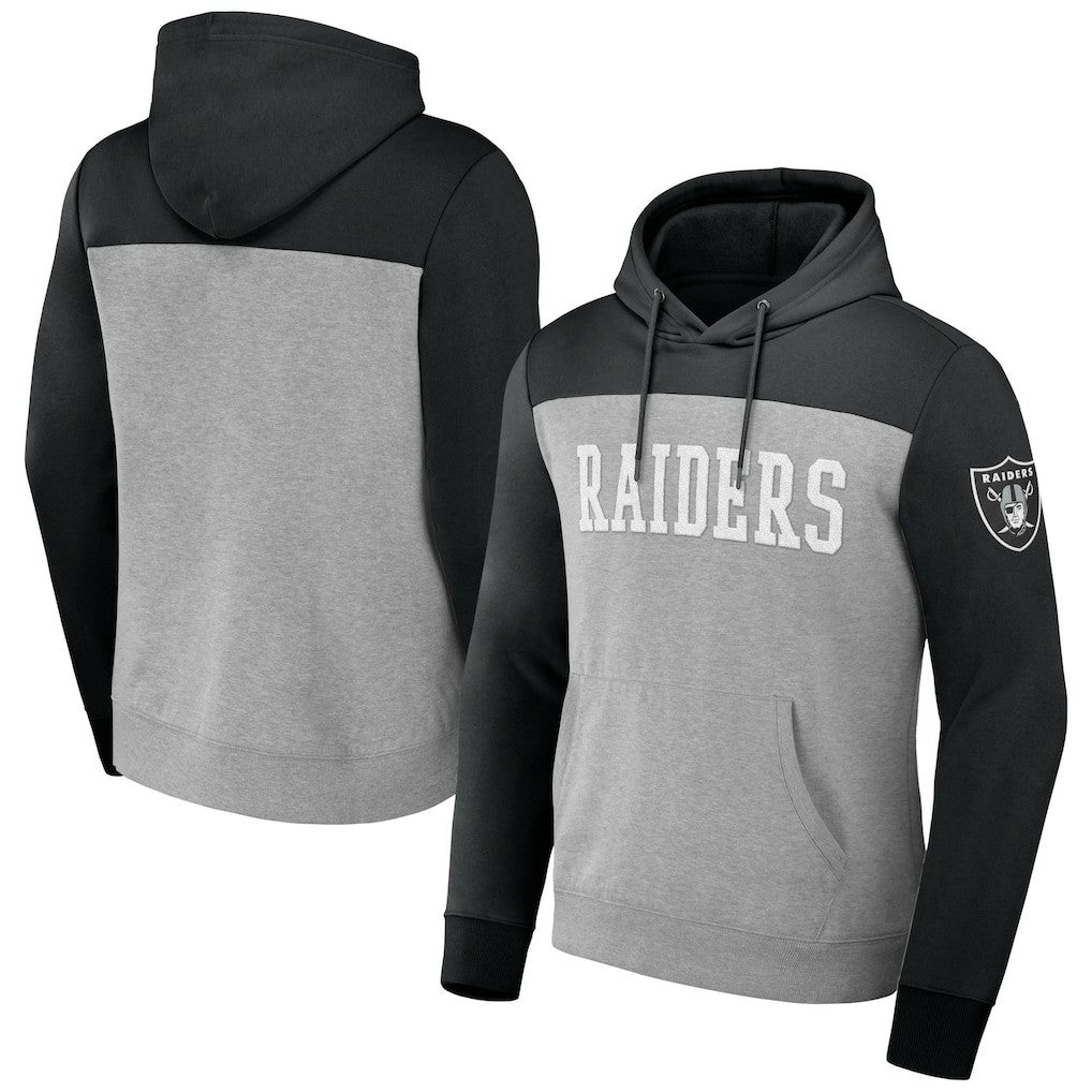 Las Vegas Raiders NFL x Darius Rucker Collection Color Blocked Pullover Hoodie - Heather Gray on sale