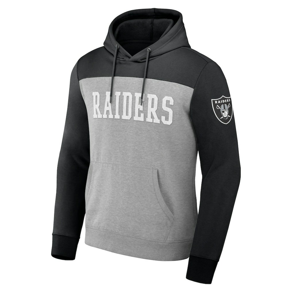 Las Vegas Raiders NFL x Darius Rucker Collection Color Blocked Pullover Hoodie - Heather Gray on sale