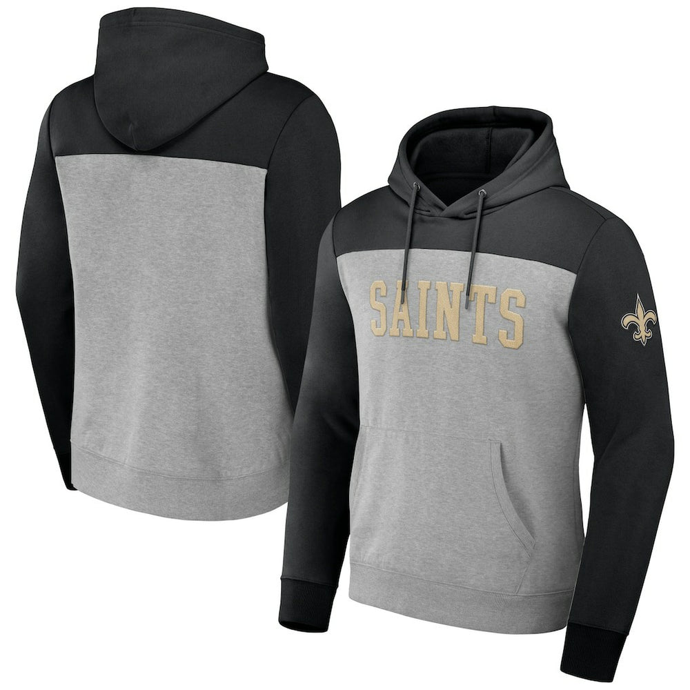 New Orleans Saints NFL x Darius Rucker Collection Color Blocked Pullover Hoodie - Heather Gray discount