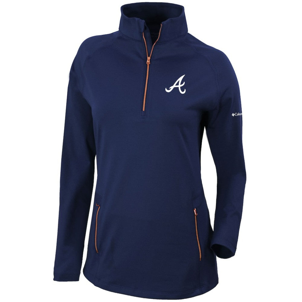 Atlanta Braves Women's Omni-Wick Outward Nine Quarter-Zip Pullover Top Navy