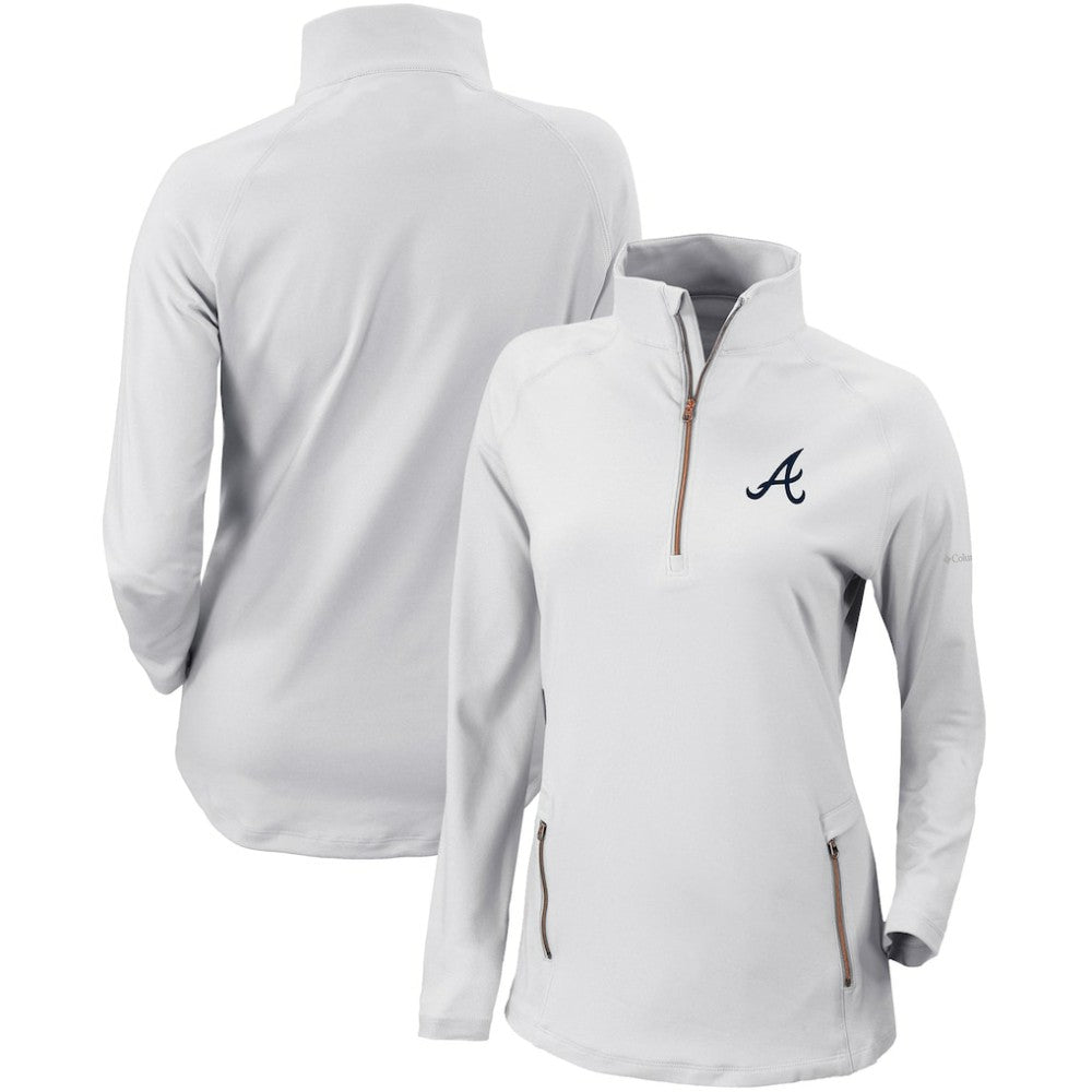 Atlanta Braves Women's Omni-Wick Outward Nine Quarter-Zip Pullover Top White