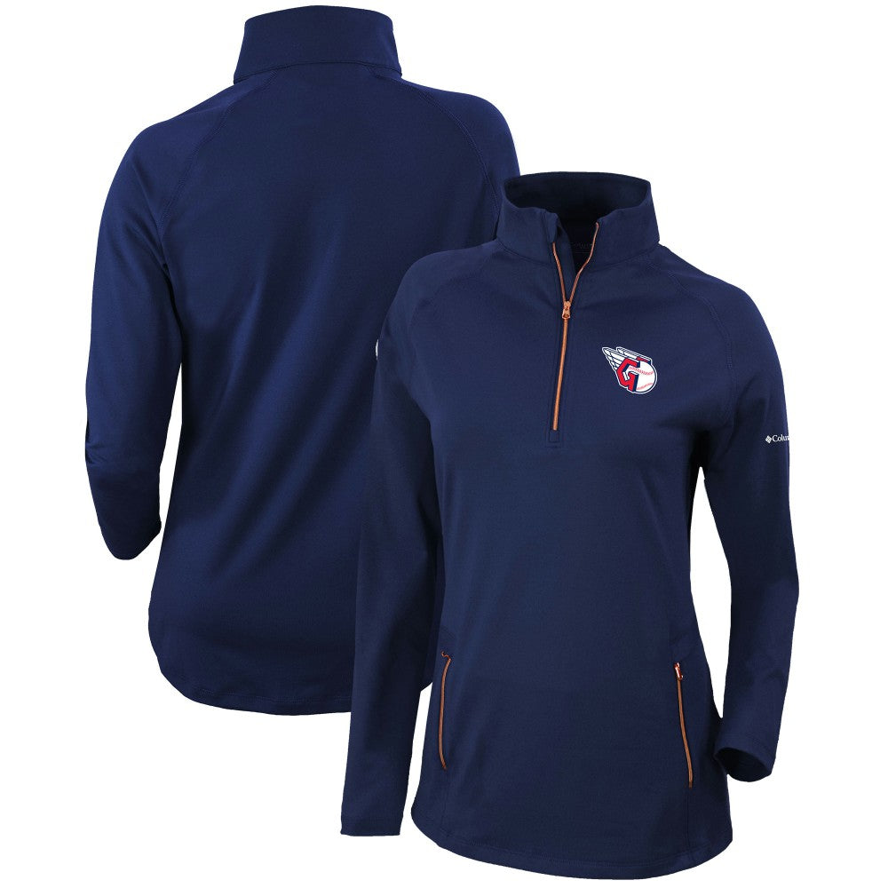 Cleveland Guardians Women's Omni-Wick Outward Nine Quarter-Zip Pullover Top Navy