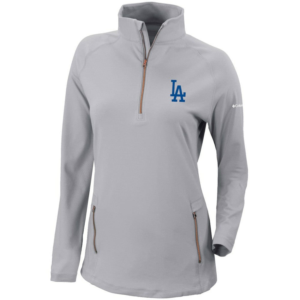 Los Angeles Dodgers Women's Omni-Wick Outward Nine Quarter-Zip Pullover Top Gray