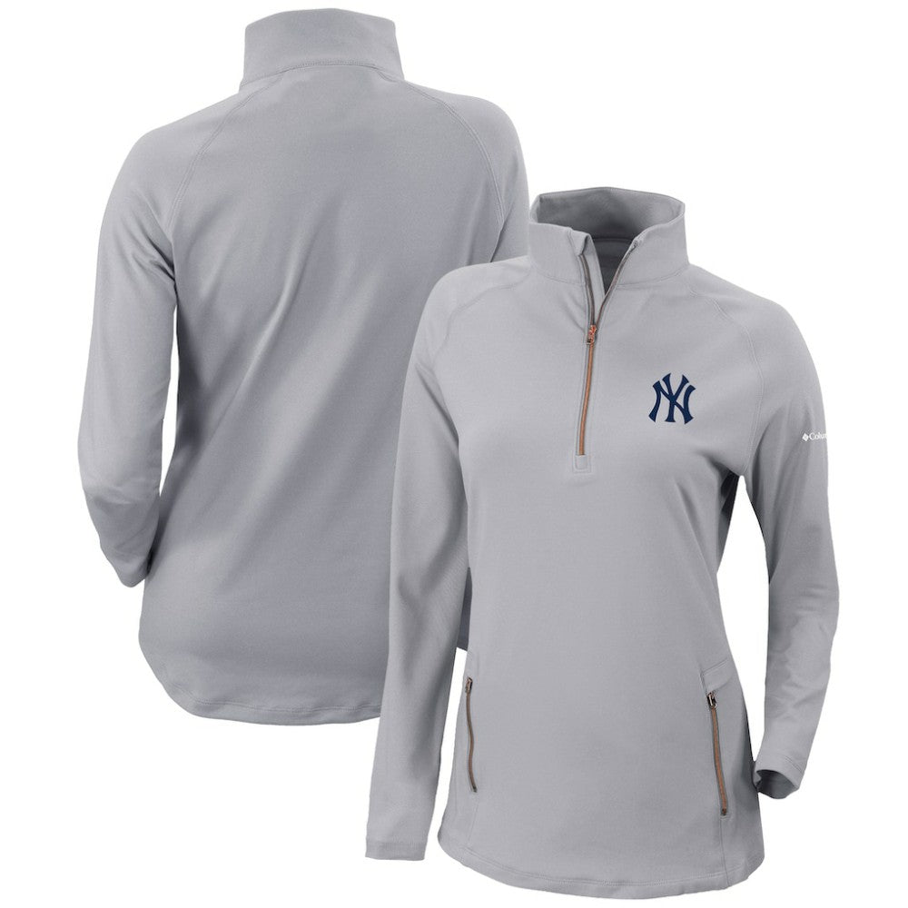 New York Yankees Women's Omni-Wick Outward Nine Quarter-Zip Pullover Top Gray