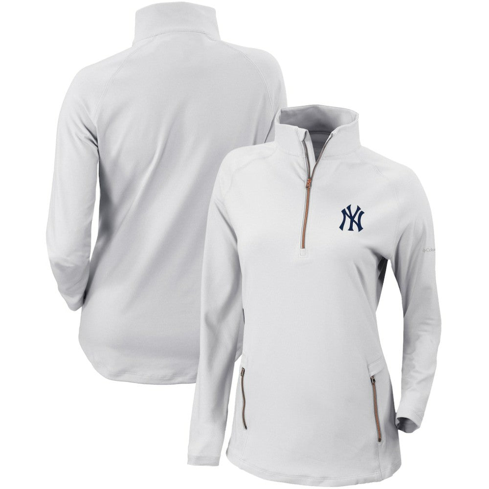 New York Yankees Women's Omni-Wick Outward Nine Quarter-Zip Pullover Top White