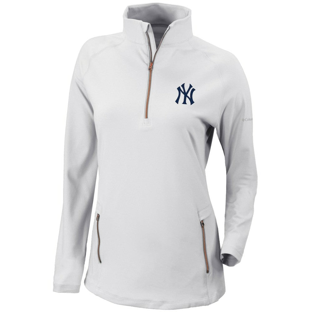 New York Yankees Women's Omni-Wick Outward Nine Quarter-Zip Pullover Top White