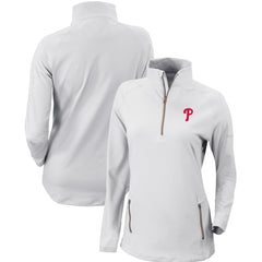 Philadelphia Phillies Women's Omni-Wick Outward Nine Quarter-Zip Pullover Top White
