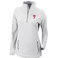Philadelphia Phillies Women's Omni-Wick Outward Nine Quarter-Zip Pullover Top White