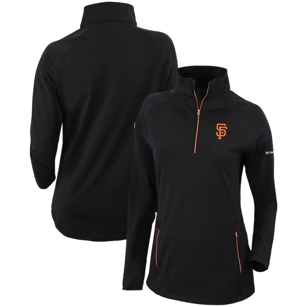 San Francisco Giants Women's Omni-Wick Outward Nine Quarter-Zip Pullover Top Black
