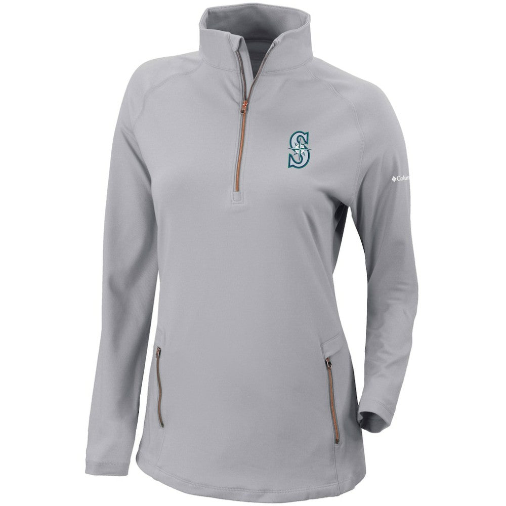Seattle Mariners Women's Omni-Wick Outward Nine Quarter-Zip Pullover Top Gray
