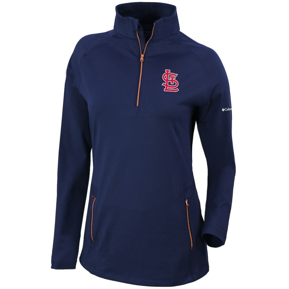St. Louis Cardinals Women's Omni-Wick Outward Nine Quarter-Zip Pullover Top Navy