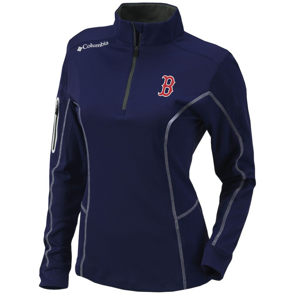 Boston Red Sox Women's Omni-Wick Shotgun Quarter-Zip Pullover Top Navy