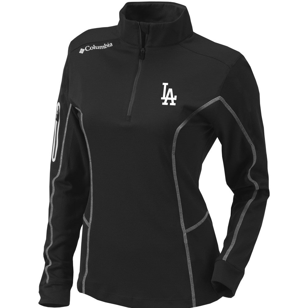Los Angeles Dodgers Women's Omni-Wick Shotgun Quarter-Zip Pullover Top Black