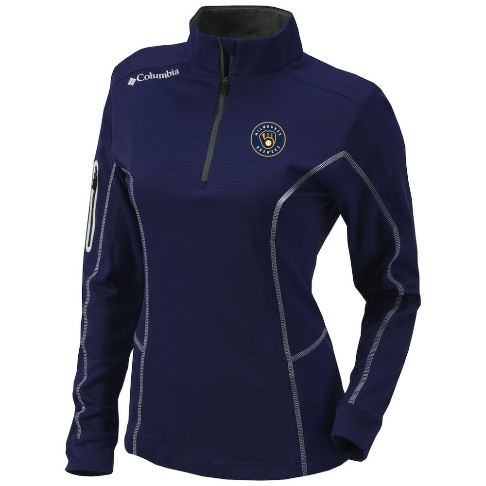 Milwaukee Brewers Women's Omni-Wick Shotgun Quarter-Zip Pullover Top Navy