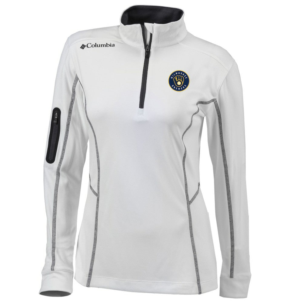 Milwaukee Brewers Women's Omni-Wick Shotgun Quarter-Zip Pullover Top White