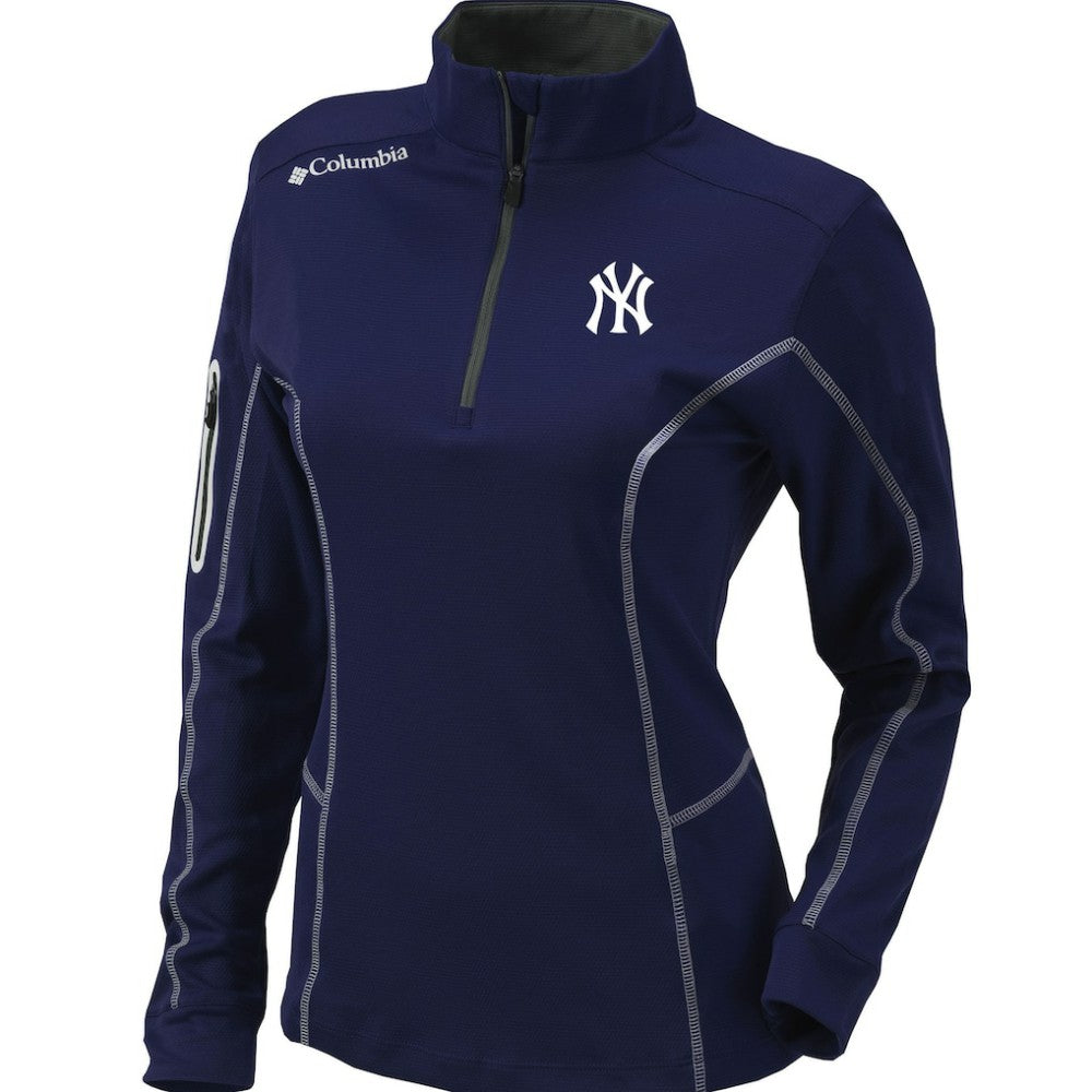 New York Yankees Women's Omni-Wick Shotgun Quarter-Zip Pullover Top Navy