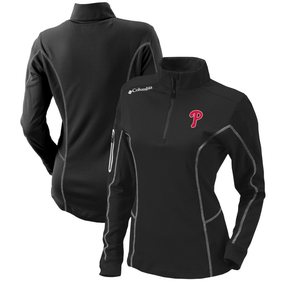 Philadelphia Phillies Women's Omni-Wick Shotgun Quarter-Zip Pullover Top Black