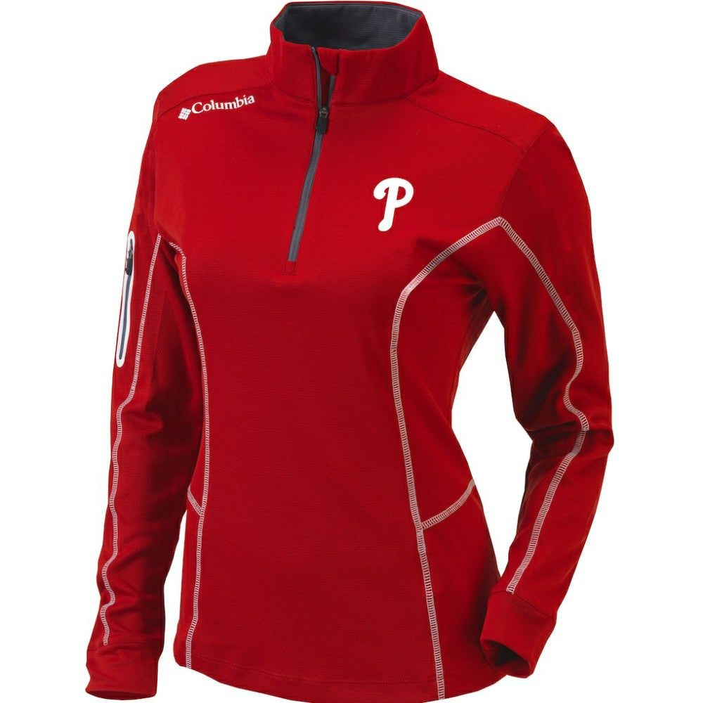 Philadelphia Phillies Women's Omni-Wick Shotgun Quarter-Zip Pullover Top Red