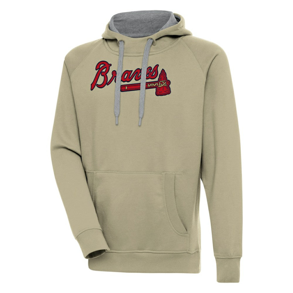 Atlanta Braves Antigua Victory Pullover Hoodie Khaki