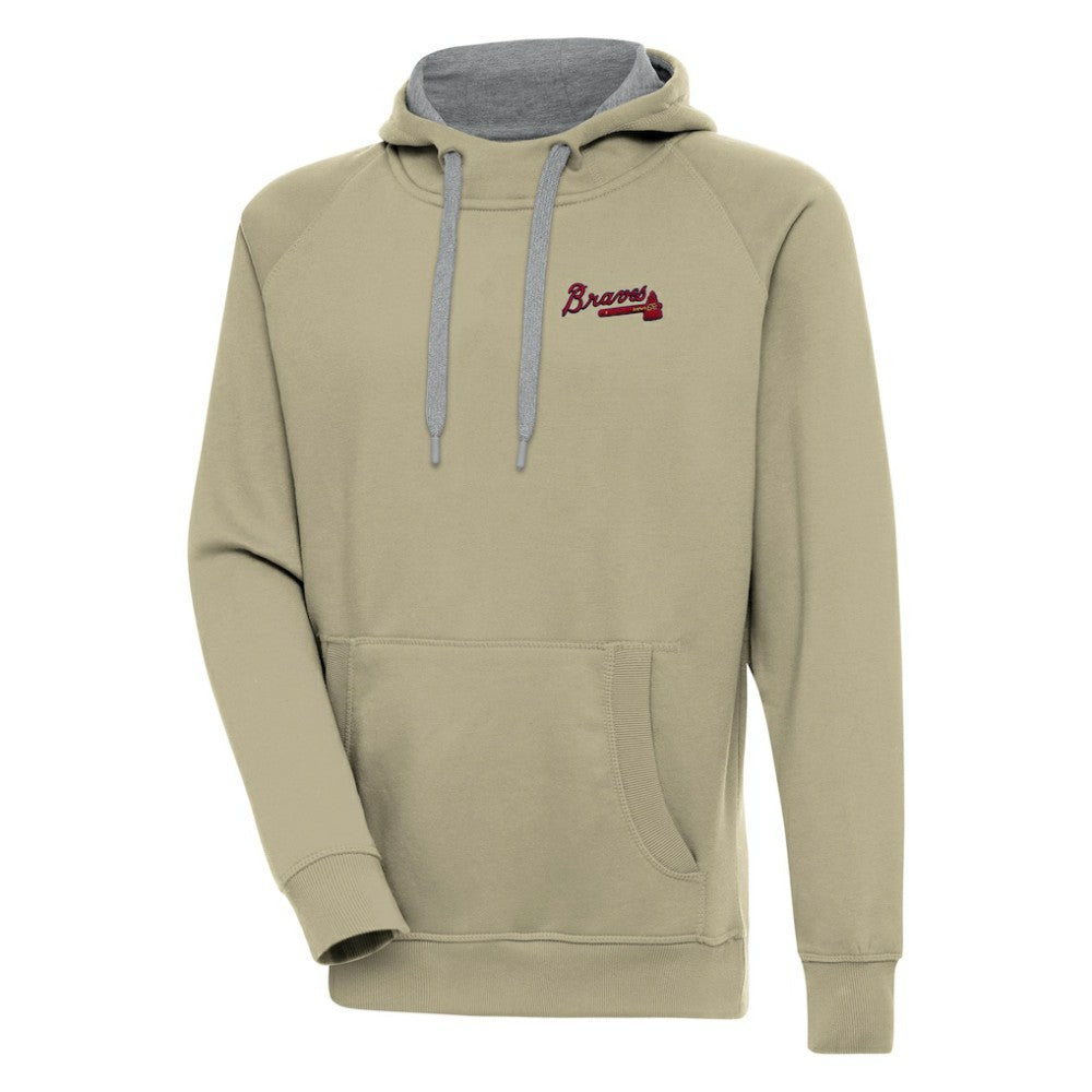 Atlanta Braves Antigua Victory Pullover Hoodie Khaki