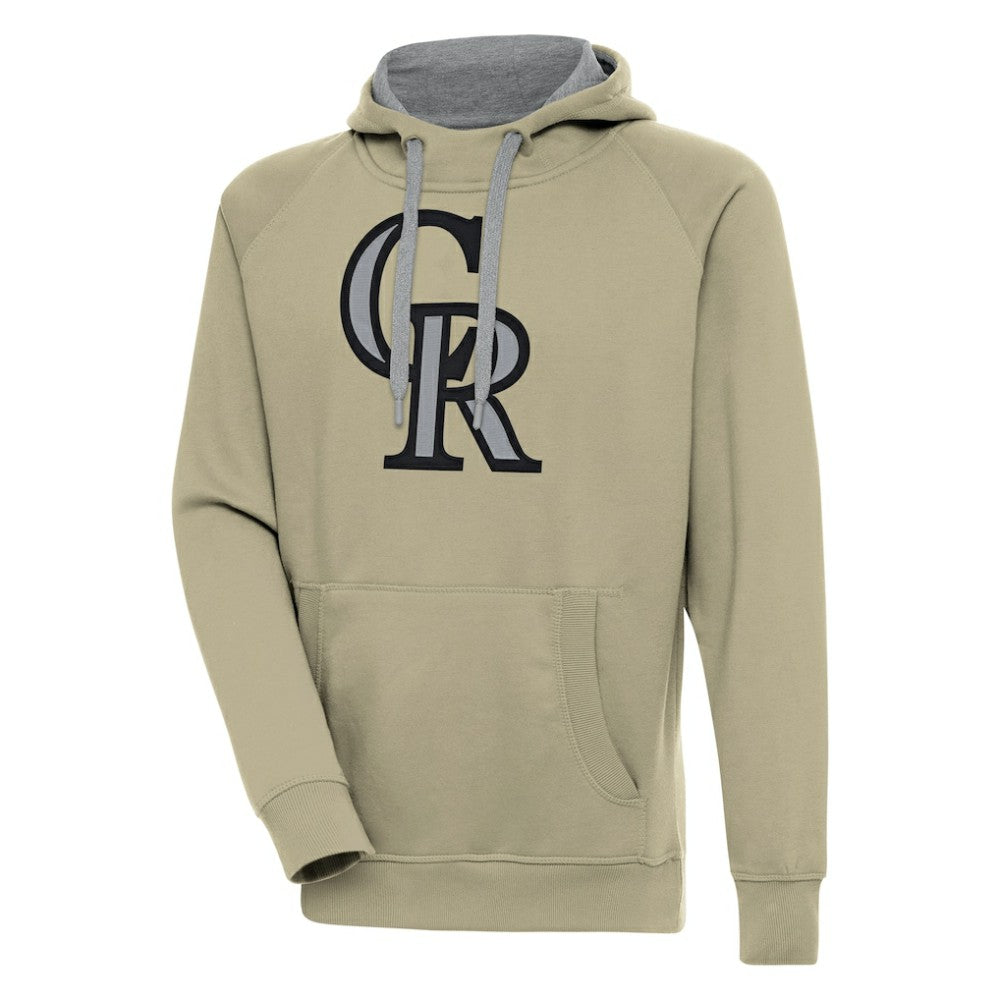 Colorado Rockies Antigua Victory Pullover Hoodie Khaki