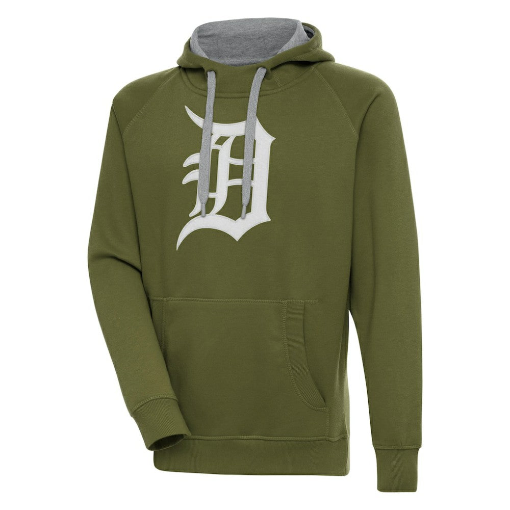 Detroit Tigers Antigua Victory Pullover Hoodie Olive