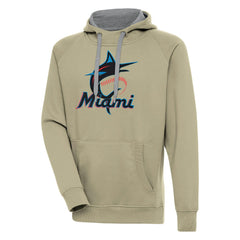 Miami Marlins Antigua Victory Pullover Hoodie Khaki