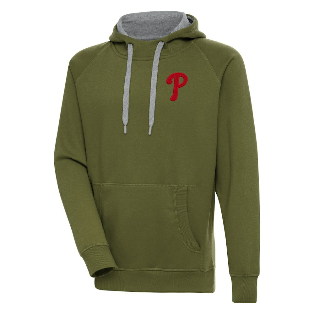 Philadelphia Phillies Antigua Victory Pullover Hoodie Olive